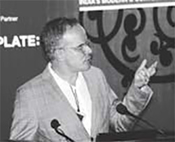 Hans Ulrich Obrist speaking at International Speakers Forum, India Art Summit 2009. Image Courtesy: IAS.