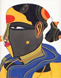 T. Vaikuntam, Single Lady, 2008; Acrylic on canvas, 9 x 12''. Priced at Rs. 3,00,000/-