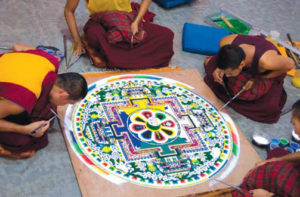 Tibet project, Making the Mandala, 2009 at 1 Shanthi Road. Image Courtesy: Suresh Jayaram.